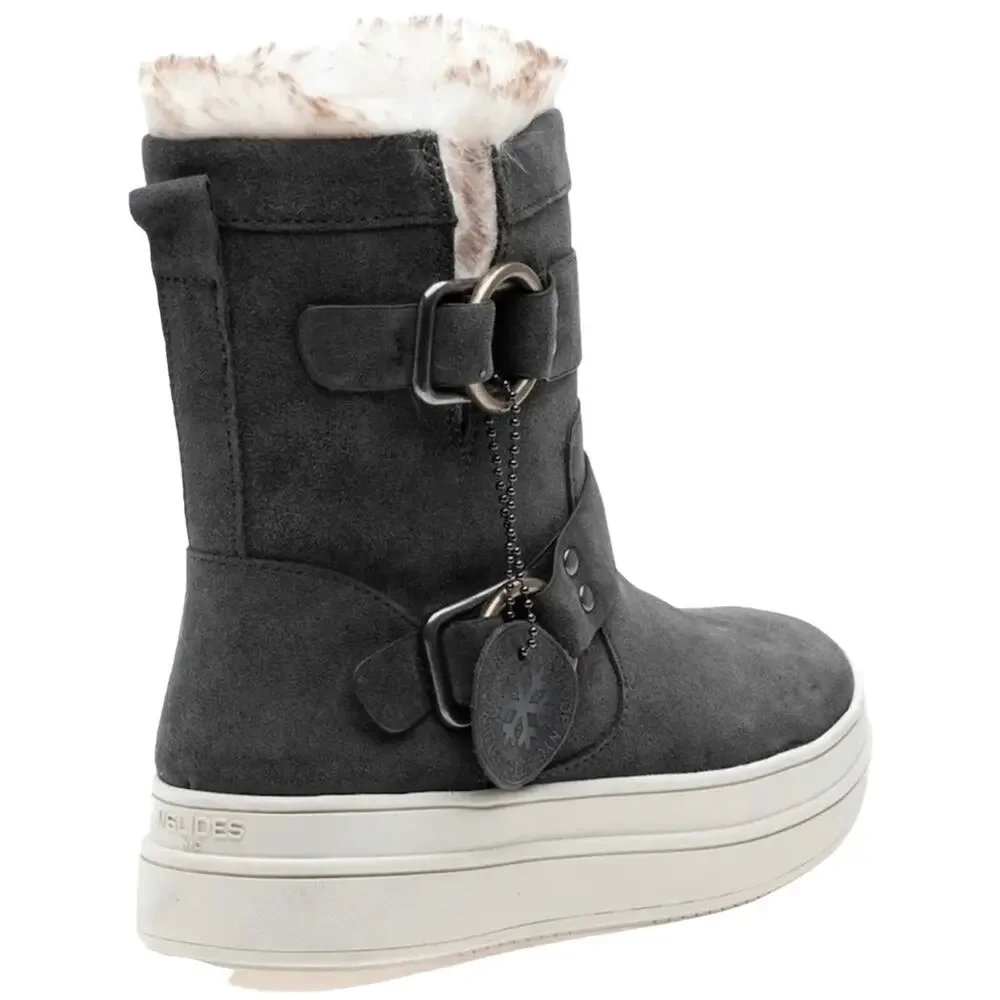 J/Slides NYC Nelly Gray Women Winter Boot Size 8.5 Suede Faux Fur Waterproof New